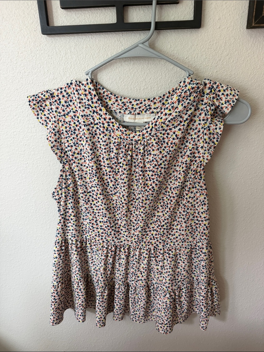 Light Pink Floral Ruffle-Sleeve Casual Top - Unknown Brand